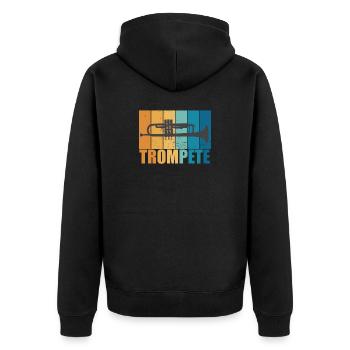 Trompete Vintage Musiker Instrument Geschenk - Unisex Premium Bio Zip Hoodie - Schwarz - Hinten - Nico (187cm)