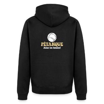 3 Boulekugeln für Bouler Boulekugel Petanque Boule - Unisex Premium Bio Zip Hoodie - Schwarz - Hinten - Nico (187cm)