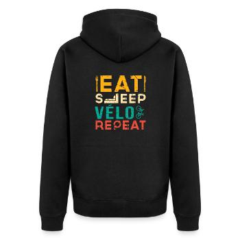 Eat sleep vélo repeat humour cycliste drôle - Veste à capuche bio Premium Unisexe - noir - Dos - Nico (187cm)