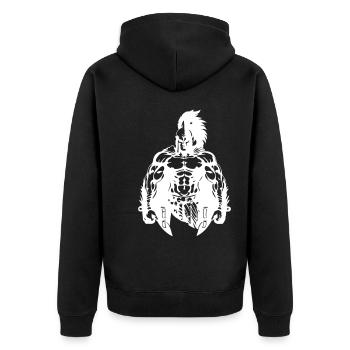 Spartan warrior muscles Sparta - Unisex Premium Organic Zip Hoodie - black - Back - Nico (187cm)