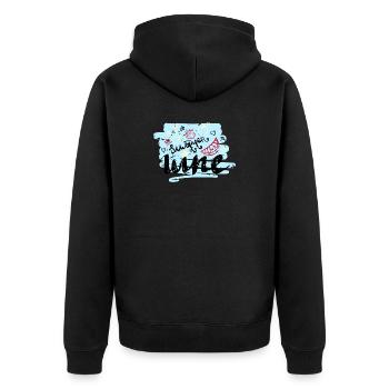 Summer Scribble Fruits - Unisex Premium Organic Zip Hoodie - black - Back - Nico (187cm)