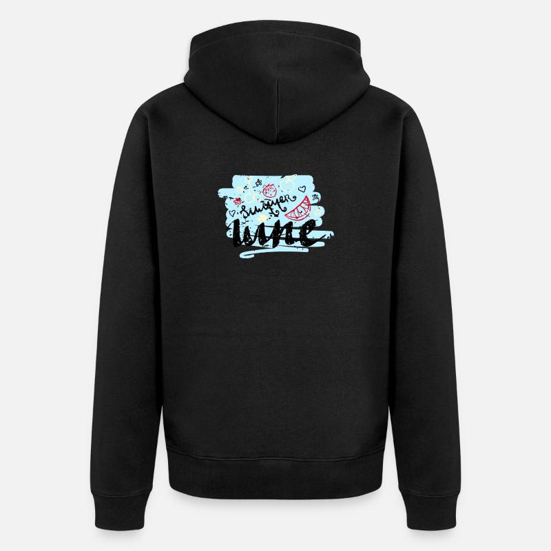 Sommer Scribble Früchte - Unisex Premium Bio Zip Hoodie - Schwarz