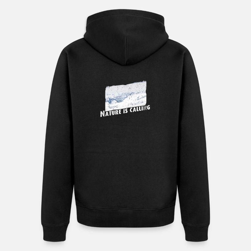 Nature is calling Winter - Unisex Premium Bio Zip Hoodie - Schwarz