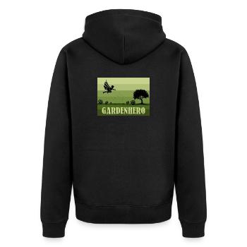 Rétro/Vintage Héros de jardin masculin - Veste à capuche bio Premium Unisexe - noir - Dos - Nico (187cm)