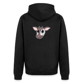 Okapi Waldgiraffe Kopf Motiv Tier - Unisex Premium Bio Zip Hoodie - Schwarz - Hinten - Nico (187cm)