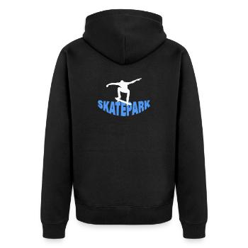 SKATEPARK - Unisex Premium Bio Zip Hoodie - Schwarz - Hinten - Nico (187cm)