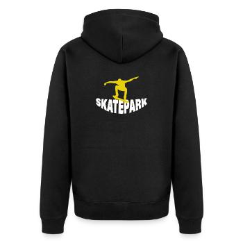 SKATEPARK - Unisex Premium Bio Zip Hoodie - Schwarz - Hinten - Nico (187cm)