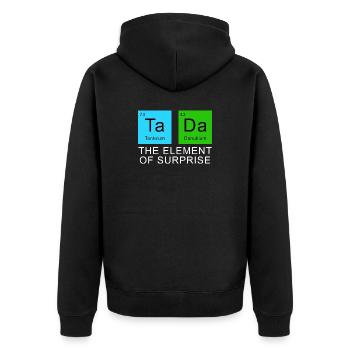 The Element Of Surprise - Unisex Premium Organic Zip Hoodie - black - Back - Nico (187cm)