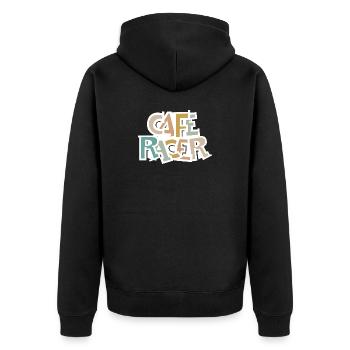 Caferacer retro Motorrad vintage Biker Symbol Logo - Unisex Premium Bio Zip Hoodie - Schwarz - Hinten - Nico (187cm)
