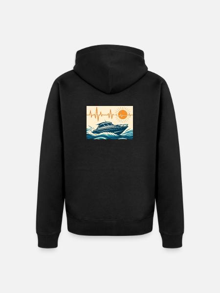 Maritime sunset by motorboat - Unisex Premium Organic Zip Hoodie - black