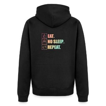 Eat. No Sleep. Repeat. – Parent mode active - Unisex Premium Organic Zip Hoodie - black - Back - Nico (187cm)