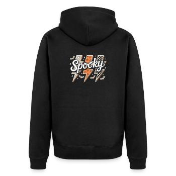 Spooky Retro Lightning Halloween - Unisex Premium Organic Zip Hoodie - black - Back - Nico (187cm)