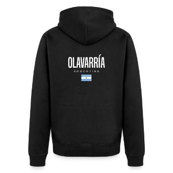 Olavarría Argentinien Argentinier - Unisex Premium Bio Zip Hoodie - Schwarz - Hinten - Nico (187cm)