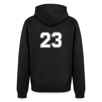 Geometric Number Design 23 - Unisex Premium Organic Zip Hoodie - black - Back - Nico (187cm)
