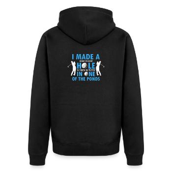 A Good Day Starts With Carts And Cold Beverages - Unisex Premium Bio Zip Hoodie - Schwarz - Hinten - Nico (187cm)