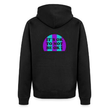 C’est OK de ne pas être OK ; Point-virgule de sensibilisation au suicide - Veste à capuche bio Premium Unisexe - noir - Dos - Nico (187cm)