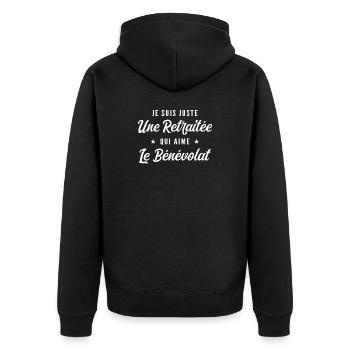 Pensionierte Freiwilligenliebhaber - Unisex Premium Bio Zip Hoodie - Schwarz - Hinten - Nico (187cm)