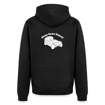 Gaming Bett Controller Design - Unisex Premium Bio Zip Hoodie - Schwarz - Hinten - Nico (187cm)