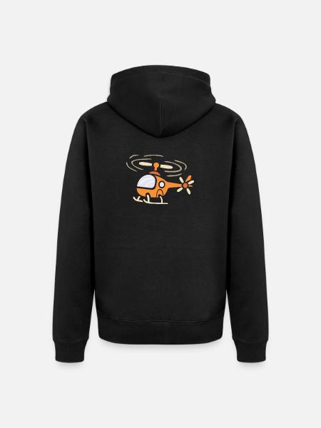 Funny cartoon helicopter in comic style - Unisex Premium Organic Zip Hoodie - black