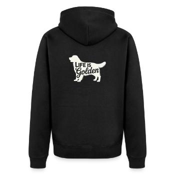 Life is Golden Retriever - Unisex Premium Organic Zip Hoodie - black - Back - Nico (187cm)