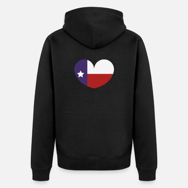 Drapeau du cœur du Texas - Veste à capuche bio Premium Unisexe - noir