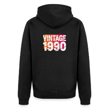 Logo vintage en texte vieilli de 1990 - Veste à capuche bio Premium Unisexe - noir - Dos - Nico (187cm)