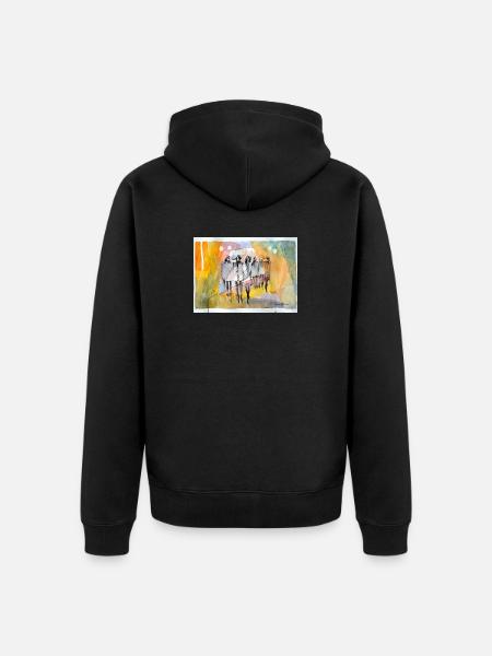 Abstrakte Menschen, Aquarell - Unisex Premium Bio Zip Hoodie - Schwarz