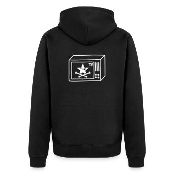 Pirate TV – Free TV & Punk Style - Veste à capuche bio Premium Unisexe - noir - Dos - Nico (187cm)