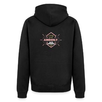 Amberly als Vorname - Unisex Premium Bio Zip Hoodie - Schwarz - Hinten - Nico (187cm)