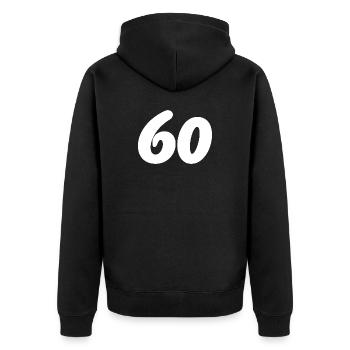 60. 60 ANS. 60e ANNIVERSAIRE. ANNIVERSAIRE 60 ANS. - Veste à capuche bio Premium Unisexe - noir - Dos - Nico (187cm)