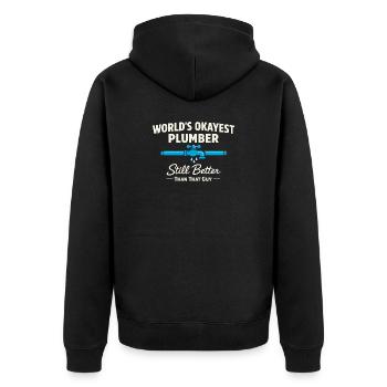 Pipe Whisperer, Plumber, Humor Gift - Unisex Premium Organic Zip Hoodie - black - Back - Nico (187cm)