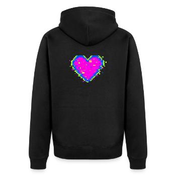 Pixel Heart Glitch Love Illustration - Unisex Premium Bio Zip Hoodie - Schwarz - Hinten - Nico (187cm)