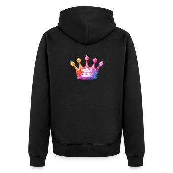 Wasserfarbene Kronenkunst - Unisex Premium Bio Zip Hoodie - Schwarz - Hinten - Nico (187cm)