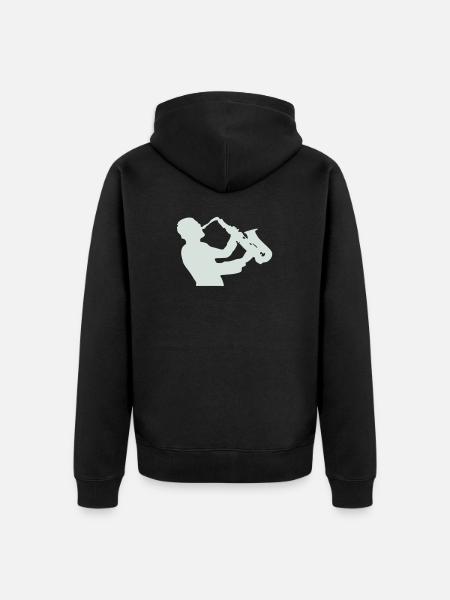 Jazz Saxophone Silhouette - Unisex Premium Organic Zip Hoodie - black