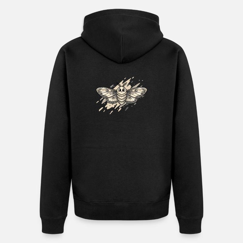 Illustration du papillon de nuit - Veste à capuche bio Premium Unisexe - noir