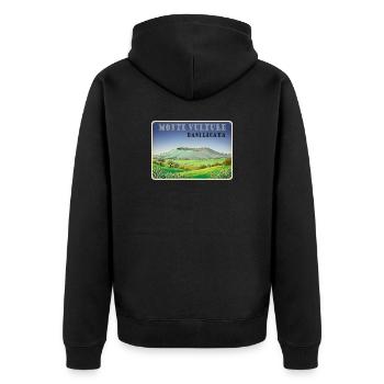 Monte Vulture - Unisex Premium Bio Zip Hoodie - Schwarz - Hinten - Nico (187cm)