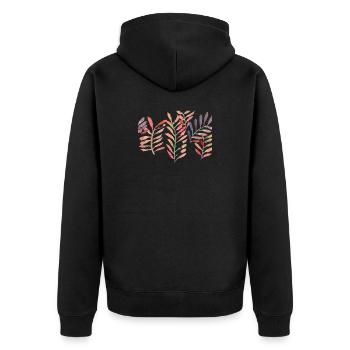 Wasserfarben Blätter, rot - Unisex Premium Bio Zip Hoodie - Schwarz - Hinten - Nico (187cm)