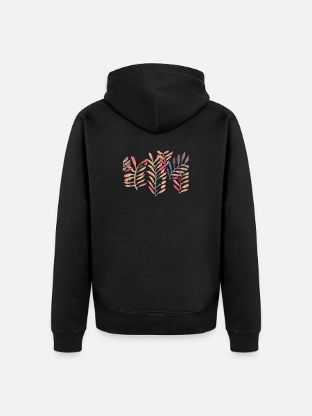 Wasserfarben Blätter, rot - Unisex Premium Bio Zip Hoodie - Schwarz
