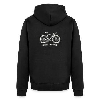Rennrad Spruch – Mein Büro hat zwei Räder - Unisex Premium Bio Zip Hoodie - Schwarz - Hinten - Nico (187cm)