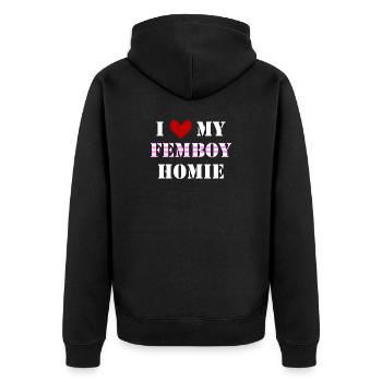 Inscription drôle mon pote Femboy - Veste à capuche bio Premium Unisexe - noir - Dos - Nico (187cm)
