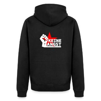 Resistance - Don't be afraid - Unisex Premium Organic Zip Hoodie - black - Back - Nico (187cm)