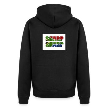 Sharp sharp  - Unisex Premium Organic Zip Hoodie - black - Back - Nico (187cm)