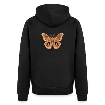 Polyphemus Moth Antheraea Polyphemus Style de dessin animé - Veste à capuche bio Premium Unisexe - noir - Dos - Nico (187cm)