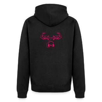 Gym Music Vibes Shirt Workout Kopfhörer Kurzhantel - Unisex Premium Bio Zip Hoodie - Schwarz - Hinten - Nico (187cm)