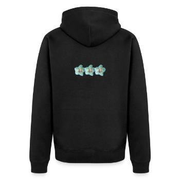 Wildblumen türkis - Unisex Premium Bio Zip Hoodie - Schwarz - Hinten - Nico (187cm)