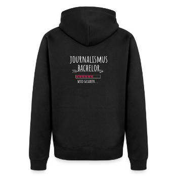 Journalismus Bachelor Studium Studentin Geschenk - Unisex Premium Bio Zip Hoodie - Schwarz - Hinten - Nico (187cm)