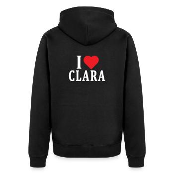 T-Shirt Ich liebe Clara T-Shirt Geschenkidee - Unisex Premium Bio Zip Hoodie - Schwarz - Hinten - Nico (187cm)