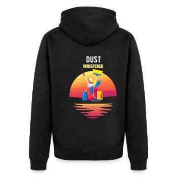 Reinigungskraft Putzfrau - Unisex Premium Bio Zip Hoodie - Schwarz - Hinten - Nico (187cm)
