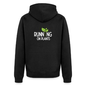Running On Plants - Unisex Premium Organic Zip Hoodie - black - Back - Nico (187cm)