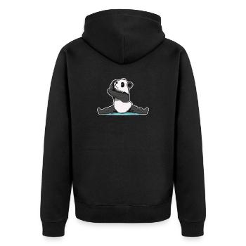 Panda Pose Sticker - Unisex Premium Bio Zip Hoodie - Schwarz - Hinten - Nico (187cm)